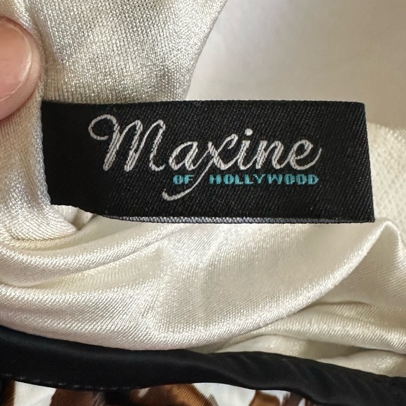 Maxine of Hollywood Ruffle Top One Piece Black & Brown Swimsuit size L/XL - Picture 3 of 10